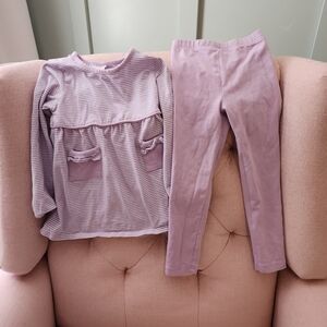 Stitchy Fish 4t Smocked Brand Purple White Striped Spring Outfit Set